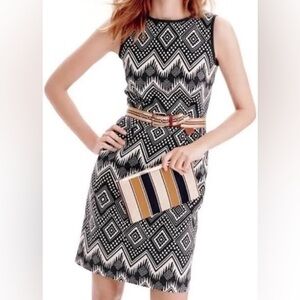 J. Crew Navy and Cream Patterned Dress